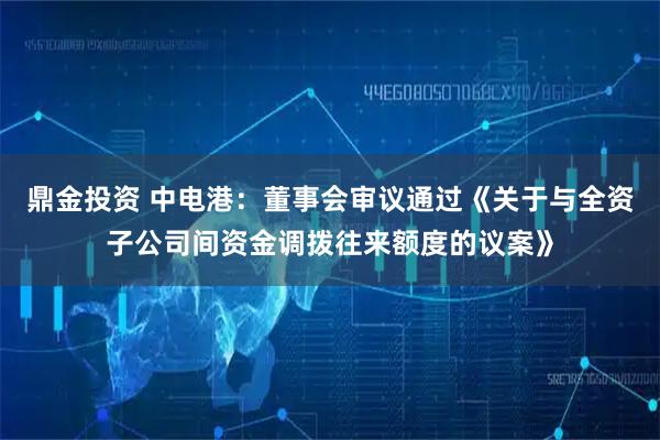 鼎金投资 中电港：董事会审议通过《关于与全资子公司间资金调拨往来额度的议案》
